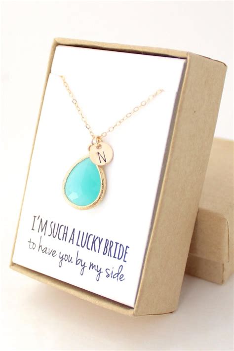 Turquoise Gold Teardrop Necklace Turquoise Bridesmaid Necklace