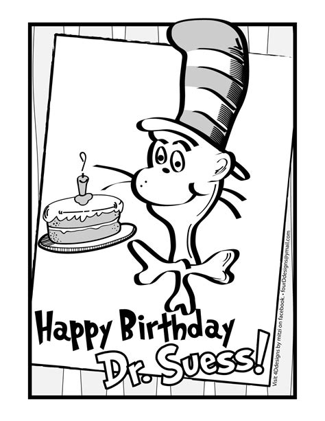 Cosmic cats galaxy fun coloring page birthday cat pages. Happy Birthday Dr. Suess! Coloring Page • FREE download ...