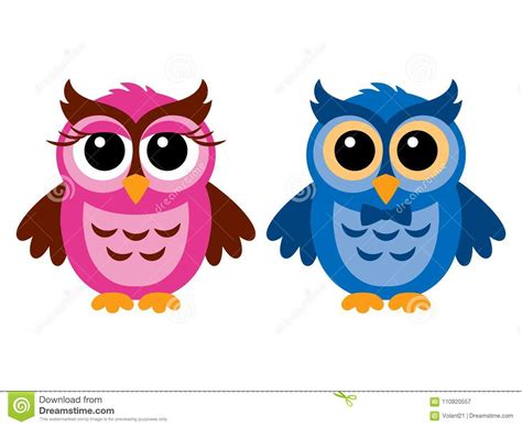 Funny Owls Girl And Boy Stock Vector Illustration Of