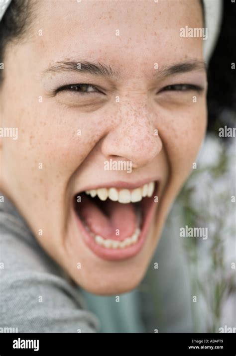 Woman Screaming Close Up Stock Photo Alamy