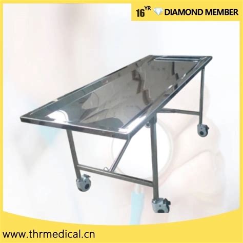 Hospital Funeral Stainless Steel Autopsy Mortuary Table Foldable Embalming Table China