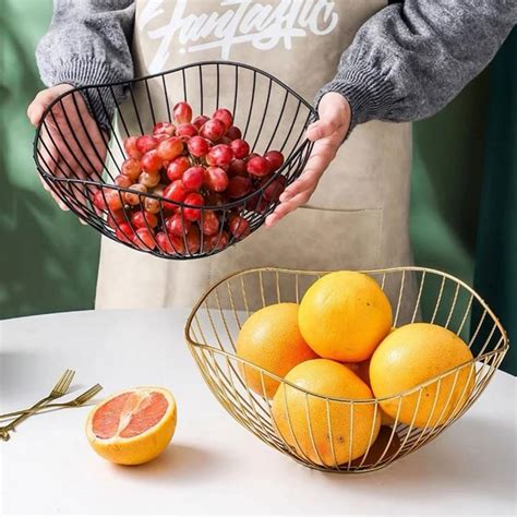 Wire Fruit Basket Black Fruit Bowl For Kitchen Counter Wave Fruit