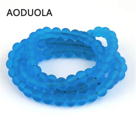 108 Pcs A Lot 8mm Round Sky Blue Sea Glass Beads For Diy Jewelry Making