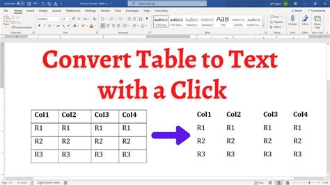 How To Convert Table To Text In Ms Word 2022 Youtube