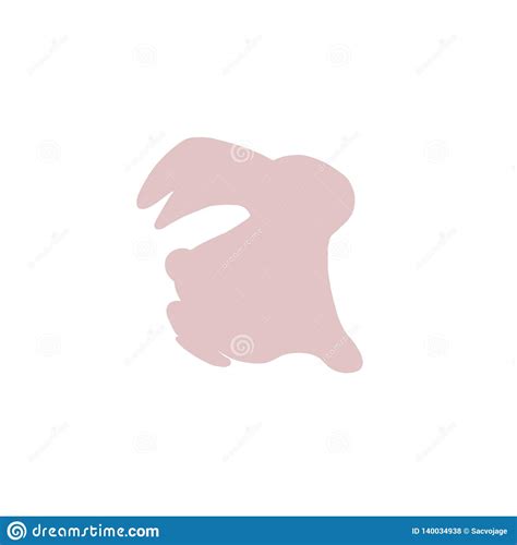 Silhouettes Easter Bunny Pink Color On White Background Stock