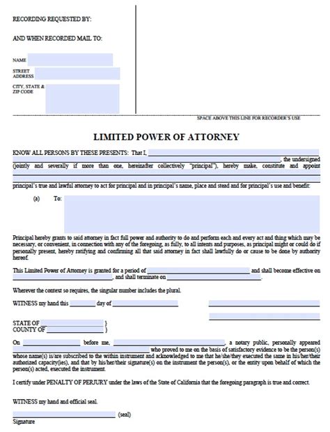 California Power Of Attorney Fillable Form Financial Printable Forms Free Online