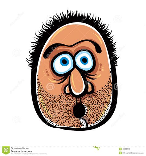 Funny Cartoon Face With Stubble Vector Illustration