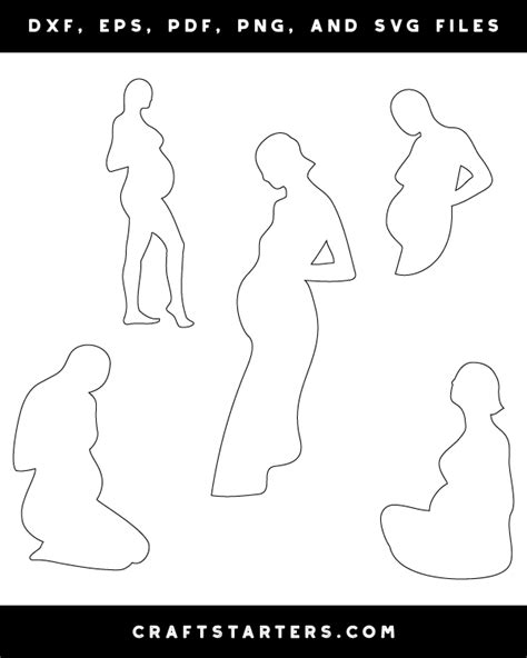 Pregnant Woman Outline Patterns Dfx Eps Pdf Png And Svg Cut Files
