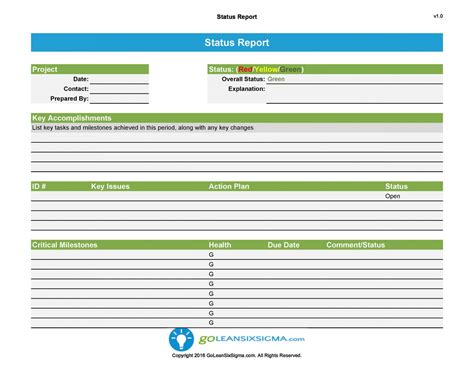 Project Weekly Status Report Template Excel Sample Professional