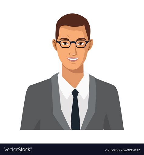 Businessman With Glasses Manager Work Employee Vector Image