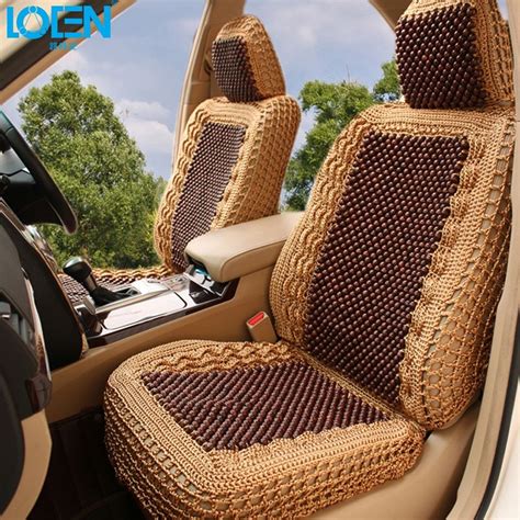 Loen Luxury Car Seat Cushion Hand Woven Ice Silk With Wood Beads Car