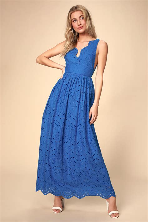 Cute Eyelet Maxi Dress Blue Maxi Dress Blue Eyelet Dress Lulus