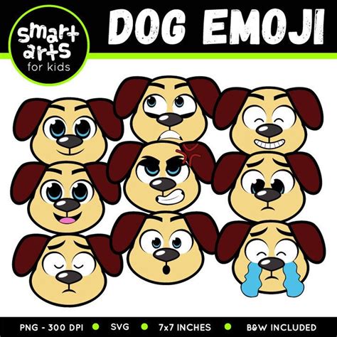 Dog Emoji Clip Art Cartoon Digital Graphics Dog Emoji Etsy