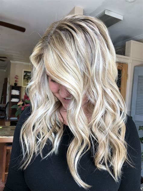 Platinum Blonde Balayage Beach Waves Long Hair Wella