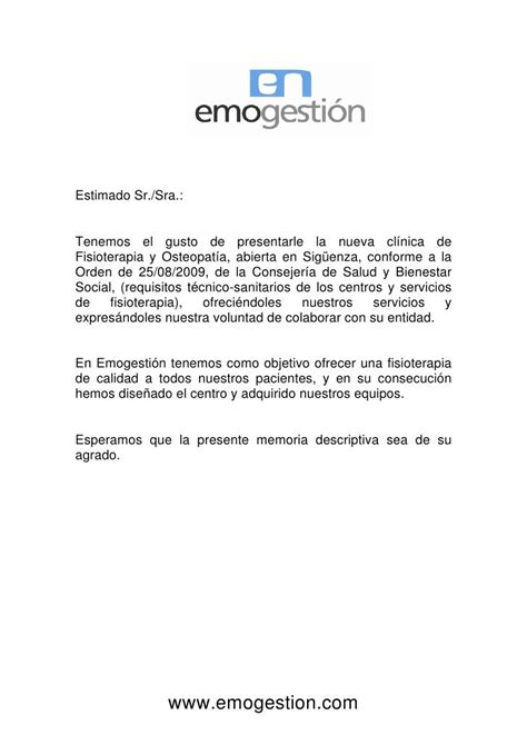 Carta De Presentacion De Empresa Para Ofrecer Servicios España