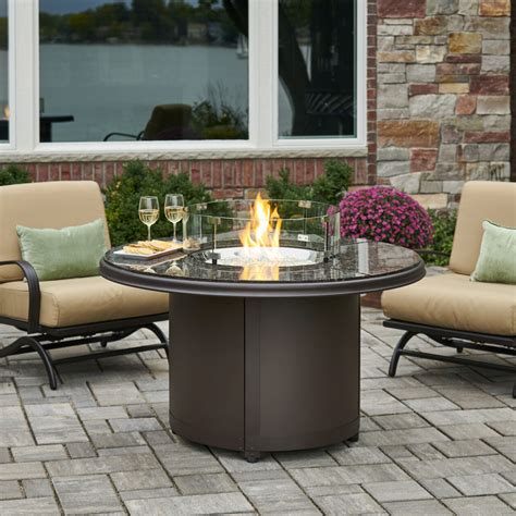 Round Fire Tables Beacon Granite Brown Wind Guard Outdoor Rooms