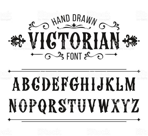 Hand Drawn Letters Vector Alphabet In Victorian Style Lettering