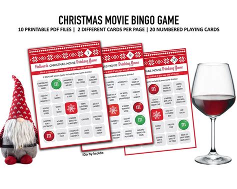 Printable Christmas Movie Bingo 20 Bingo Cards Hallmark Etsy