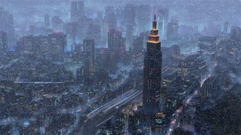 Tenki No Ko Rain Night City City Lights 4K Wallpaper Hdwallpaper