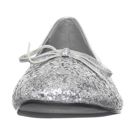 Silver Star 16g Glitter Flat Ballerinas Womens Shoes