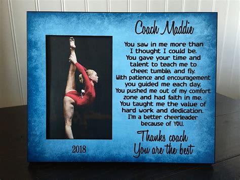 Cheerleader Coach Picture Frame Gift Cheer Coach Gift Etsy