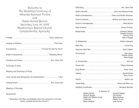 wedding program template