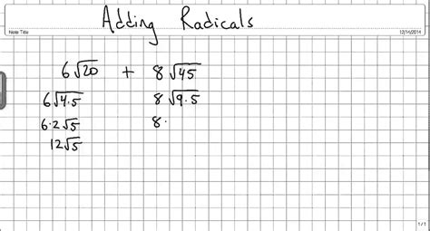 Adding Radicals With Different Radicands Youtube
