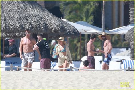 Shirtless Rob Gronkowski Hits The Beach In Cabo With Girlfriend Camille