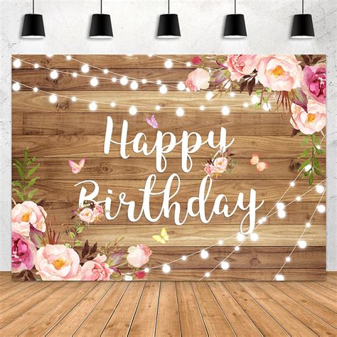 Buy Aperturee 7x5ft Pink Floral Happy Birthday Backdrop Butterfly