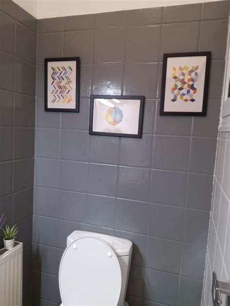 Gray Bathroom V3v Paint Tiles Grey Bathrooms Painting Tile Tiles