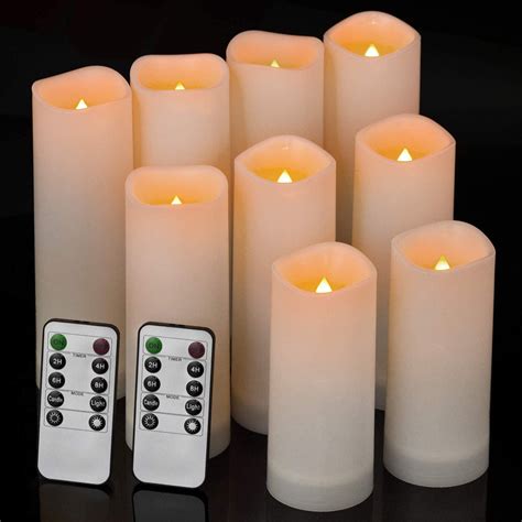 Flameless Candles Waterproof Outdoor Indoor Led Candles Set Of 9 H 5