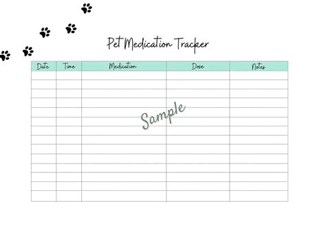 Pet Medication Tracker Pet Medication Log Pet Planner Etsy