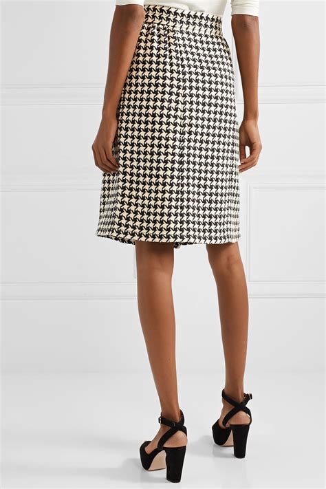 black houndstooth wool blend tweed wrap skirt gucci