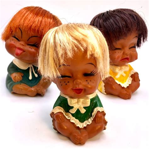Vintage Moody Cuties Rubber Dolls Made In Korea 1960s Lot Of 3 Etsy