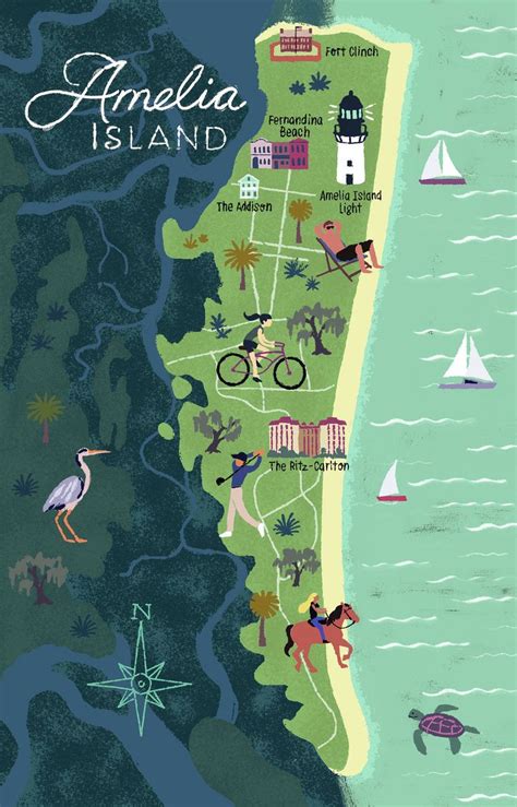 Amelia Island Illustrated Map Maps Illustration Design Illustrated