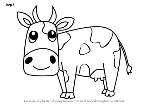 Free online drawing application for all ages. Learn How to Draw a Cartoon Cow (Cartoon Animals) Step by ...