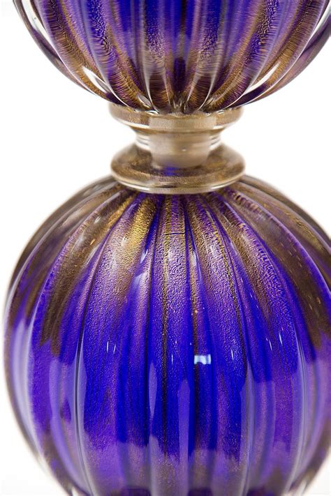 Pair Of Purple Murano Avventurina Glass Lamps At 1stdibs
