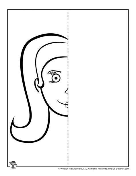 Girl Face Printable Symmetry Drawing Woo Jr Kids Activities Face
