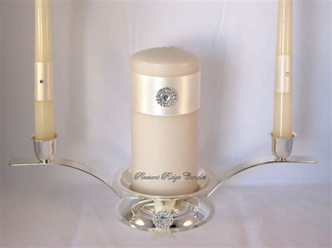 Unity Candle Set Ivory Bling Rhinestone By Pleasantridgecandles