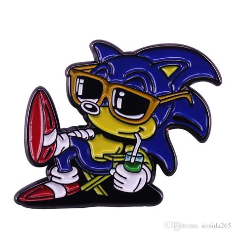 Chill Summer Sonic The Hedgehog Enamel Pin Funny Video Game Brooch Cool Hat Bag Accessory From