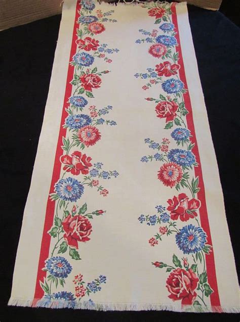 Vintage Floral Kitchen Toweling 33 L X 155 W Vintage Linens Vintage