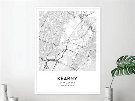 Kearny Map Print Kearny Map Poster Wall Art Nj City Map New Etsy Uk