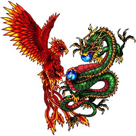 Dragon And Phoenix Tatoo By Pandeki Phoenix Artwork Phoenix Images