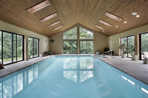 Indoor Pool With Skylights Stock Image Image Of Deck