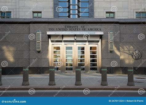 Front Entrance Of The Embassy Of America In Ottawa Ontario Canada Stock