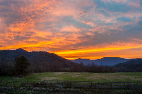 Blue Ridge Mountains Ga Wolffork Valley Sunset Photograph