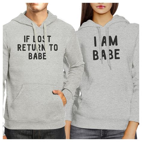 If Lost Return To Babe And I Am Babe Matching Couple Grey Hoodie 365