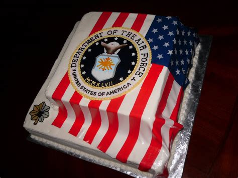 This ingenious design was commissioned for a very special birthday celebration that was delayed until the soldier was home. Cake Concepts by Cathy: Air Force Flag cakes...labor of love