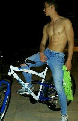 Shirtless Male Beefcake Muscular Jock Hunk Jeans Bike College PHOTO X F EBay