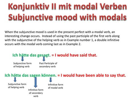 Man verwendet diese form in verschiedenen situationen, z. PPT - Konjunktiv II mit modal Verben Subjunctive mood with ...